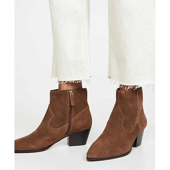 New Villa Rouge Willie Ankle Booties in Russet Suede Women's Size 5.5 - Picture 1 of 10